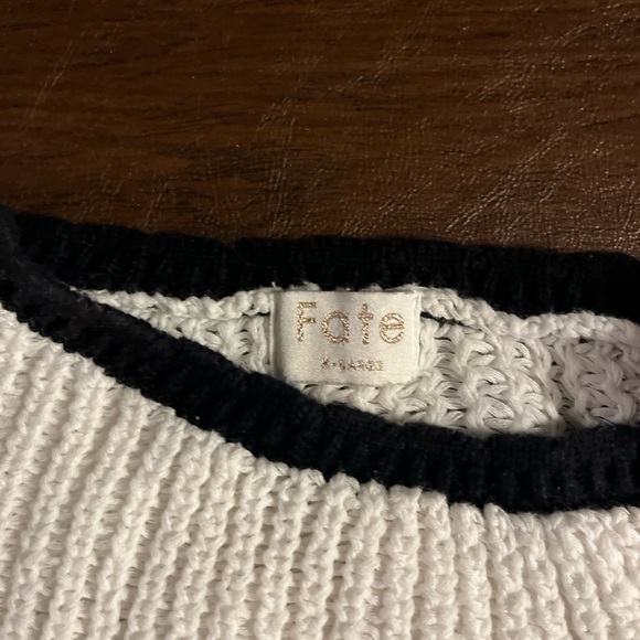 Fate White Knit Top with Black Trim - Picture 5 of 8